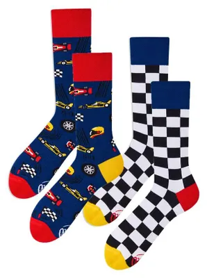 Produktbild von MANY MORNINGS Doppelpack Socken Uni Verschiedene Motive, Größe: Socken:39-42, Farbe:Formular Racing