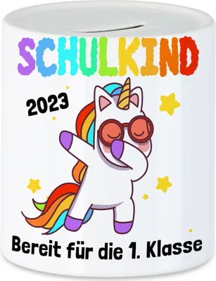 Produktbild von Schulkind 2023 Bereit Für 1. Klasse Spardose Einhorn Unicorn Geschenkidee Grundschule Einschulung