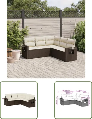 Produktbild von The Living Store 5-tlg. Garten-Sofagarnitur mit Kissen Braun Poly Rattan