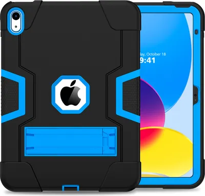 Produktbild von Hülle für iPad 10th Gen 2022 10,9 Zoll Hybrid Dreilagige Robust Stoßfest Schwerlast Schutzhülle mit Ständer Schwarz Blau