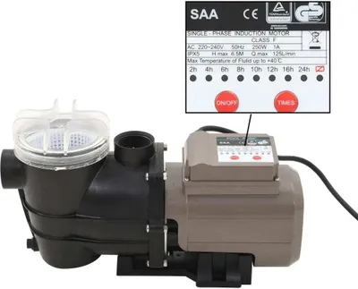 Obrázek produktu pro Bazénové čerpadlo s časovačem černé 0,25 HP 8 000 l/h