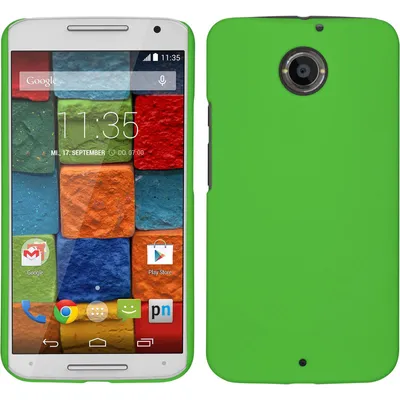 Produktbild von PhoneNatic Case kompatibel mit Motorola Moto X 2014 2. Gen. - Hülle grün gummiert Hard-case + 2 Schutzfolien
