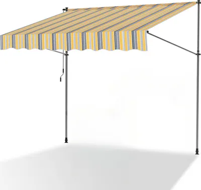Produktbild von Jayseuw Klemmmarkise Markise Balkon UV-beständig wasserdicht Gelb Blau 250cm