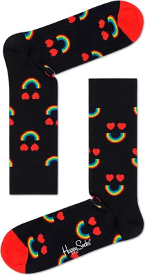 Produktbild von Happy Socks Herrensocken Regenbogen & Herzen - 41 - 46 / Schwarz