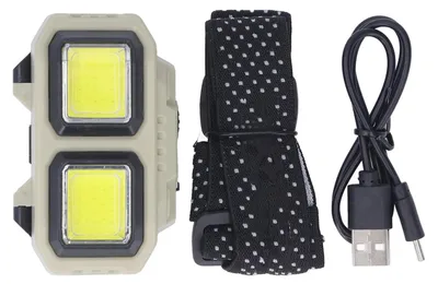 Immagine prodotto di Lampada frontale a LED COB, super luminosa, ricaricabile tramite USB, leggera, torcia da fissare alla testa con sensore di movimento, indicatore di carica della batteria, ideale per l'outdoor
