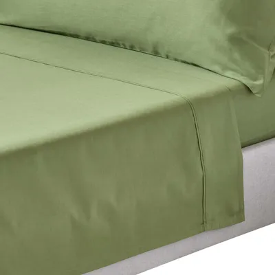 Immagine prodotto di Lenzuolo HOMESCAPES in Cotonelogico, densità di filo 400, 178 x 255 cm, verde muschio