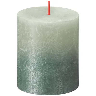 Produktbild von Bolsius Stumpenkerze Rustik Sunset Nebeliges Grün+Leuchtendes Türkis 8 cm