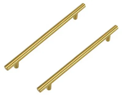 Produktbild von 2 goldene Möbelgriffe, 96 mm Küchenschrankgriffe, Schubladengriffe aus Messing, Küchengriffe aus Edelstahl