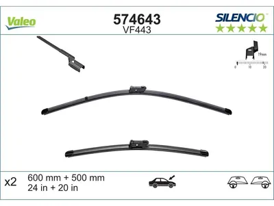 Produktbild von Valeo Silencio Flachblätter VF443 600 + 500 mm 2 Stück