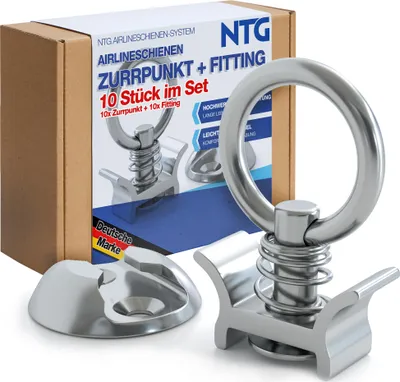 Produktbild von Zurrpunkt-Set für Airlineschiene,20-teilig, Zurrschiene, Ladungssicherung