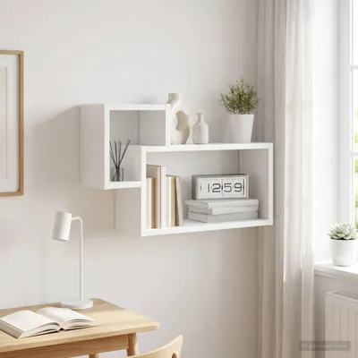 Obrázok produktu pre Maison Exclusive – Nástenná polička, biela, 55 x 15 x 35 cm, drevovláknitá doska