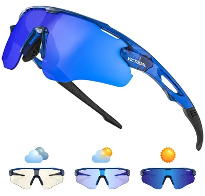 Produktbild von Victgoal Fahrradbrille Herren Damen Selbsttönend, TR90 Rahmen, UV400 Schutz