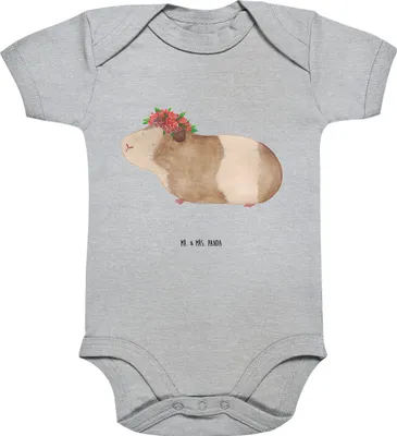Produktbild von Mr. & Mrs. Panda Strampler Baby Meerschweinchen Weisheit 1. - 3. Monat - Heather Grey - Geschenk, Babybody, Wunderland, Wunder, Lustige Sprüche, babykleidung body, Spruch