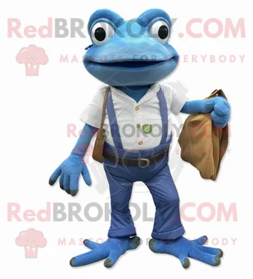 Obrázek produktu pro Postava REDBROKOLY maskota modré žáby oblečená v Bootcut Jeans and Wallets