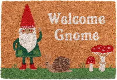 Image de Something Different - Paillasson "Welcome", nain de jardin SD6274 (taille unique) (Naturel/Rouge/Vert)