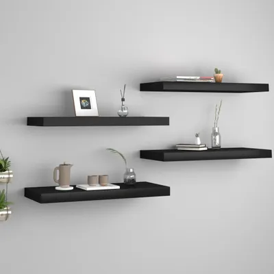 Immagine prodotto di Maison Exclusive - Scaffali sospesi, 4 pezzi, nero, 60x23,5x3,8 cm, MDF