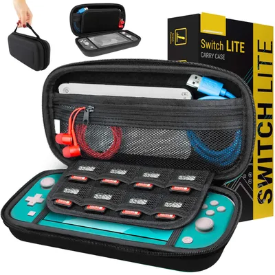 Image de Étui de transport Orzly compatible avec la Nintendo Switch Lite (2019) – Sac de rangement – Coque rigide / Étui / Protection pour la console Nintendo Switch Lite et ses accessoires – NOIR