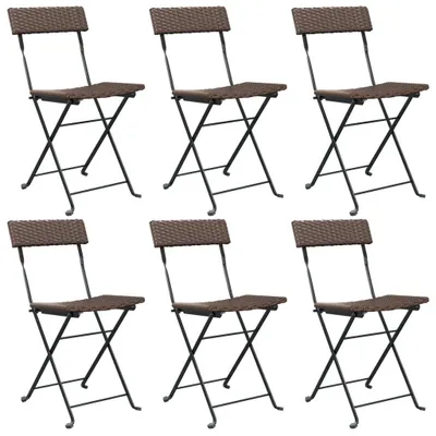Immagine prodotto di Sedie Pieghevoli da Bistrò 6 pz Marroni Polyrattan e Acciaio