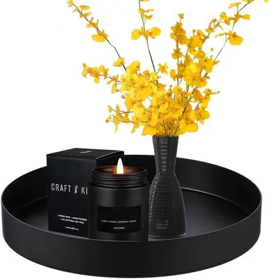 Image de Récipient décoratif en métal, 20 cm - Noir - Hauteur 2,7 cm