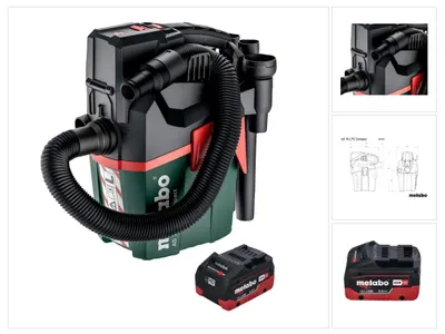 Obrázok produktu pre Metabo AS 18 L PC Kompaktný akumulátorový vysávač 18 V 6 l IPX4 prachová trieda L mokré a suché vysávanie + 1x akumulátor 5,5 Ah - bez nabíjačky