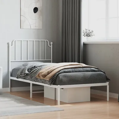 Immagine prodotto di Maison Exclusive - Letto con testiera in metallo bianco 90x200 cm