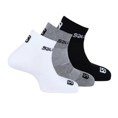 Produktbild von Salomon Uni 3er Pack Crew Sportsocken - Quarter, Active Wear Weiß/Schwarz/Grau 36-38