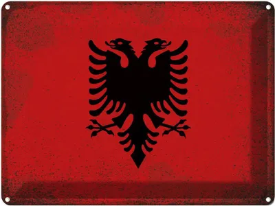 Produktbild von vianmo Blechschild 30x40 cm Albanien Albania Flagge Fahne Wappen