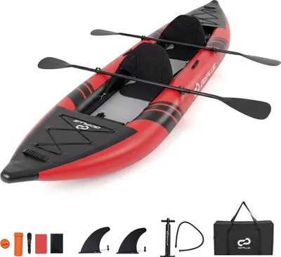 Produktbild von COSTWAY Kajak aufblasbar 2 Personen, aufblasbares Kanu mit Aluminiumrudern, Sitzen, Handpumpe & Reparaturset, Schlauchboot bis 230kg mit Tragetasche
