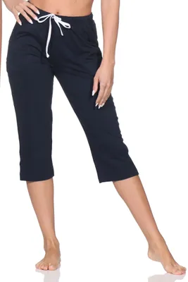 Produktbild von Damen Schlafanzug Pyjama Capri-Hose 3/4-lang - Mix & Match - perfekt zu kombinieren ; marine , 36