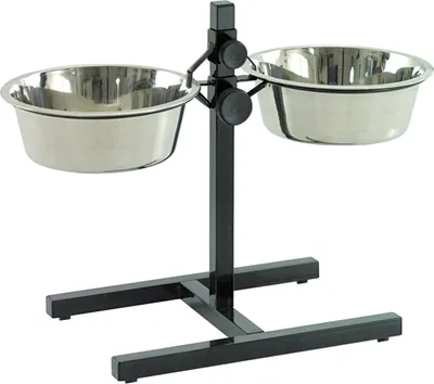 Zdjęcie produktu dla DUVO+ Miski ze stali nierdzewnej z regulowanym stojakiem 46,5cm 2x21cm, 94000586