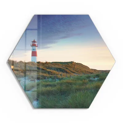 Produktbild von DEQORI Glasbild Echtglas 55x48 cm 'Küstenpanorama' Wandbild Bild modern Deko