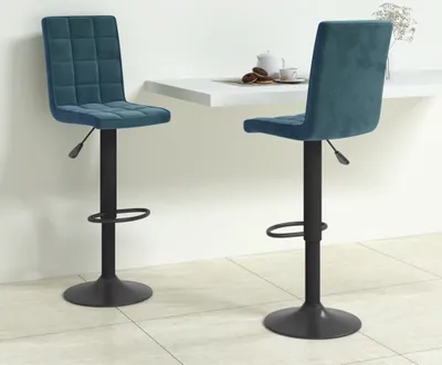 Produktbild von CLORIS Barhocker 2 Stk. Blau Samt  - Barhocker 757