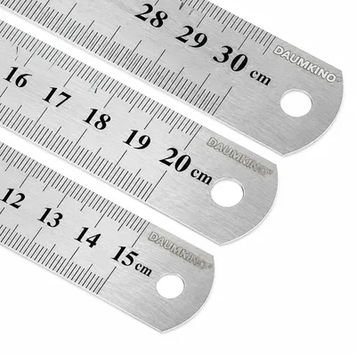 Obrázok produktu pre Nerezové pravítko 15, 20 a 30 cm, kovové pravítko s mm a palcovou stupnicou, pre presné meranie