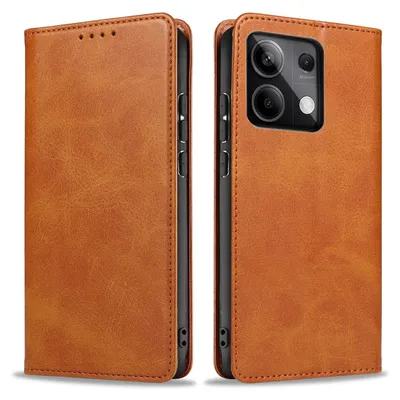 Produktbild von Handyhülle für Xiaomi Redmi Note 13 Pro 5G Kunstleder Flip Cover Hülle Klapphülle Case Kartenfach Farbe: Hellbraun