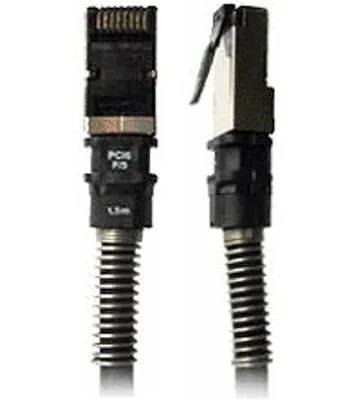 Produktbild von PatchSee Patchkabel, CAT 6A U-FTP Cu, LSZH, AWG 26, Länge 9,7 m, inkl. Schutzkappe, schwarz, 9,7 m, Cat6a, U/FTP (STP), RJ-45, RJ-45, Schwarz