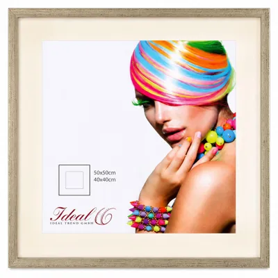 Produktbild von 3D Objektrahmen Holz Bilderrahmen quadratisch Wanddeko Collage Poster Fot Rahmen - Farbe: Silber-Antik | Format: 50x50