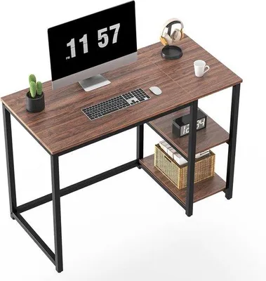 Zdjęcie produktu dla Biurko drewniane – nowoczesne miejsce pracy – brązowe – 100 cm
