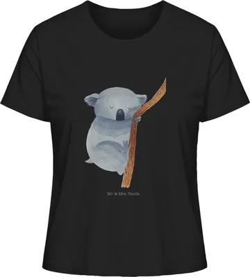 Produktbild von Mr. & Mrs. Panda Oberteil Damen Koalabär Größe M - Schwarz - Geschenk, Lustige Sprüche, Bär, Kurzarmshirt, Schlafzimmer, schlafen, Koala, Basic T-Shirt, Rundhals, Träumen