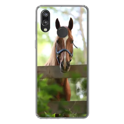 Produktbild von MuchoWow® Handyhülle Schutzhülle Hülle für Huawei P20 Lite (2020) Pferd - Natur - Zaun Silikon Softcase Handy Hülle - Kartenhalter