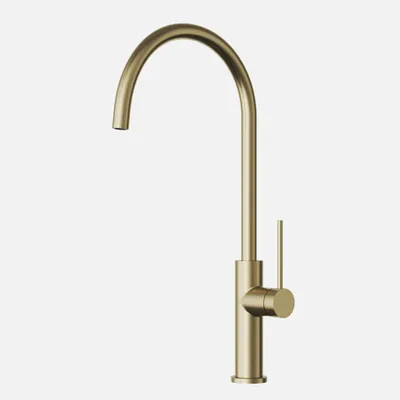 Immagine prodotto di Granitan - Miscelatore cucina - Rubinetto cucina altezza 42,4 cm - Miscelatore lavello oro - SLIM
