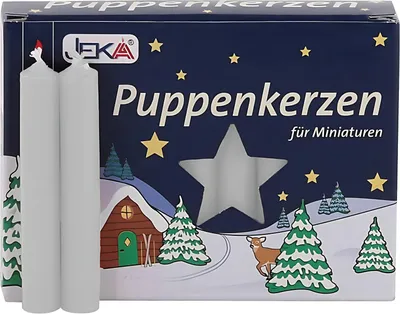 Produktbild von Puppenkerzen weiß 20 Stück, 10x65mm