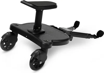 Obrázek produktu pro Fiqops Buggy Board se sedátkem Kiddy Board Footboard Univerzální stojící deska 360°Dvoukolový design Příslušenství ke kočárkům Pomocný pedál černý