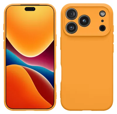 Produktbild von kwmobile Hülle kompatibel mit iPhone 17 Pro Hülle - Weiche und schlanke TPU Silikon Handyhülle - Stoßabsorbierendes Flexibles Case - Fruity Orange