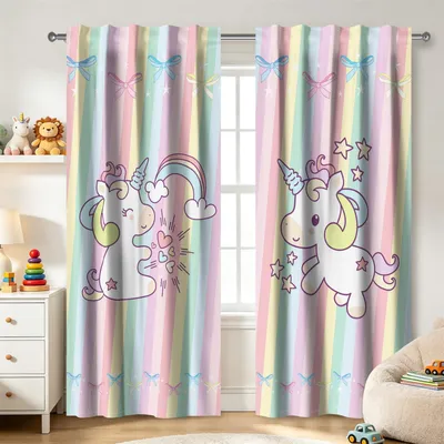 Kinder-Vorhang, 2 Paneele, 132x214 cm, rosa