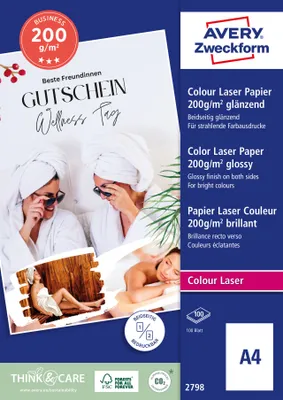 Produktbild von Avery Zweckform 2798 Business Colour Laser Papier, A4, beidseitig beschichtet, 200 g/m², 100 Blatt