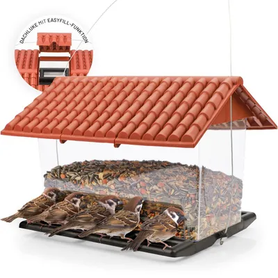 Obrázok produktu pre Drevený domček pre vtáky, určený na zavesenie, vhodný pre divé vtáky, odolný voči poveternostným vplyvom, krmítko
