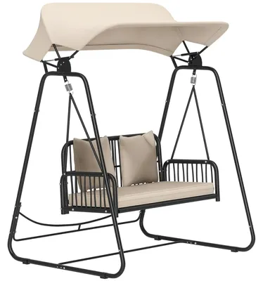 Produktbild von Hollywoodschaukel 2 Sitzer Rattan Sonnendach Kissen 240 kg Garten 149x121x180 cm