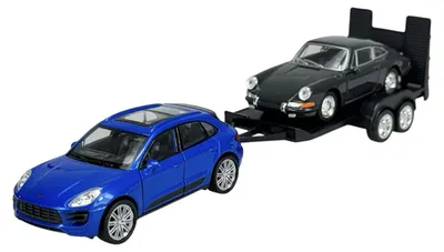 Obrázek produktu pro Sada dvou modelů aut Porsche: Macan Turbo a Porsche 911, kovové modely v originální krabici, měřítko 1:34,
