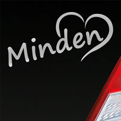 Produktbild von Auto Aufkleber Minden Herz Stadt City Liebe Love Heimat 17,5x8 cm Silber Sticker Heckscheibenaufkleber