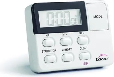 Zdjęcie produktu dla Cyfrowy minutnik kuchenny z magnesem - programowalny, zasilany bateryjnie, wyświetlacz LCD